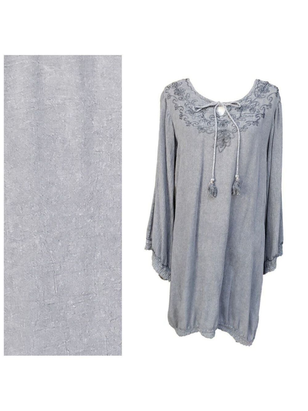 Women S.R. FASHION Dress Gray Size L